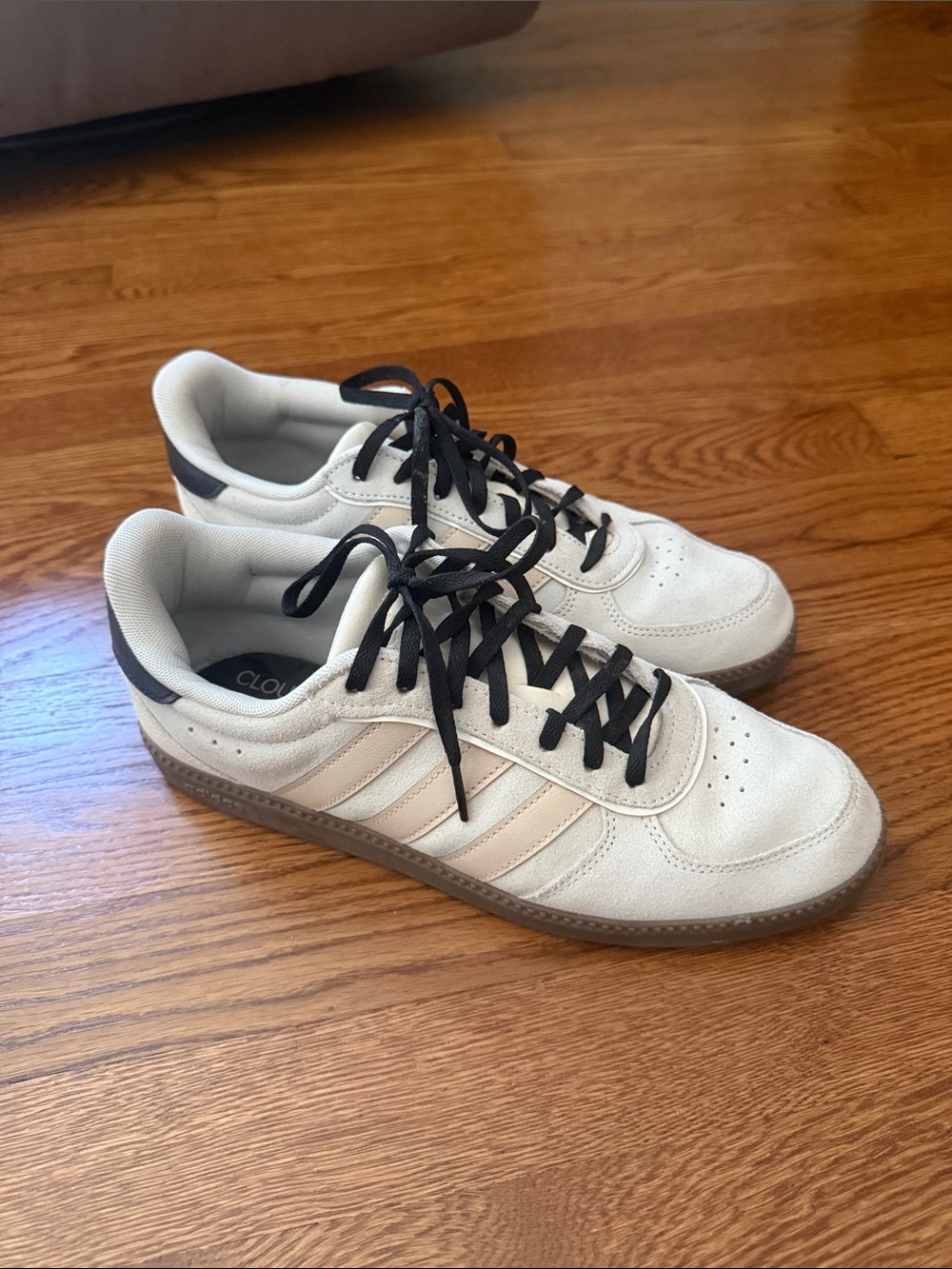 adidas Cream Suede Sneakers with Black Laces